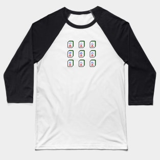 Mahjong Tiles Characters Suit 麻雀萬子 - Myriads, Cracks, Numbers | I Love Mahjong | Cantonese Sticker Baseball T-Shirt